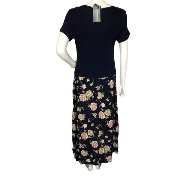 new EXPRESSIONS Dress, L, Vintage, Ribbed Blue Upper/Poly Maxi Skirt, Short slv - Picture 5 of 10